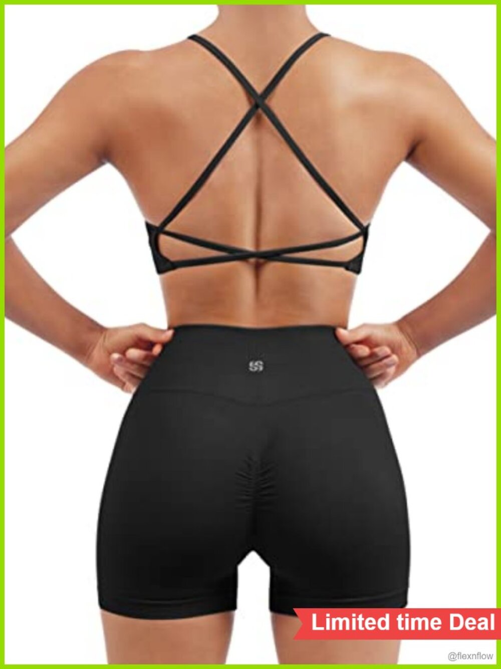 Seamless Workout Set Strappy Sports Bra High Waist Booty Shorts